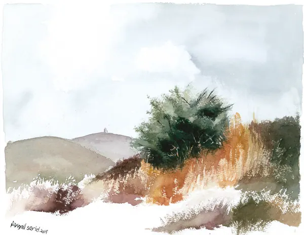 A bush outside the artist’s window, evoking the biblical burning bush.
